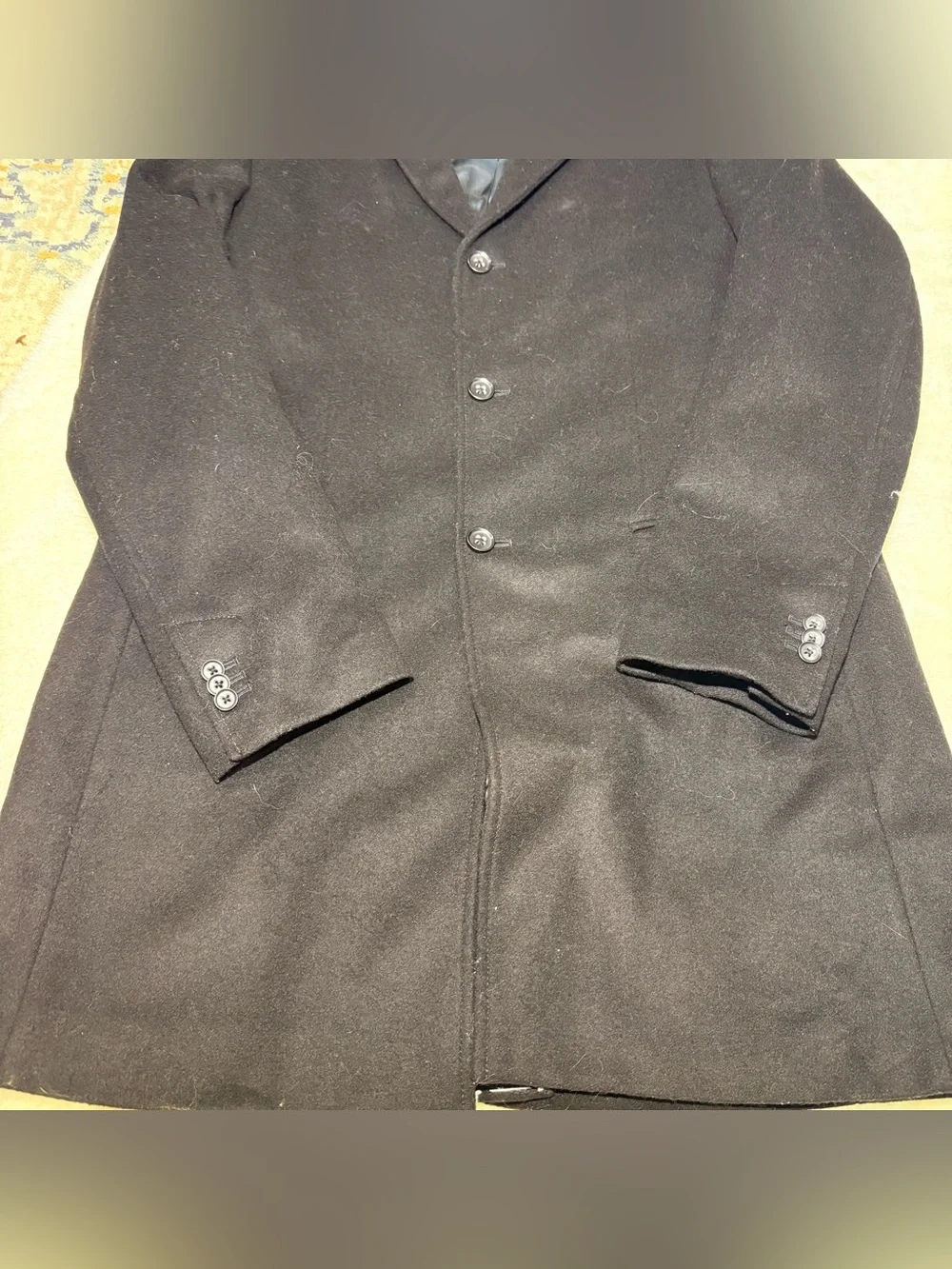 Banana Republic black single-breasted wool-blend topcoat jacket men size L